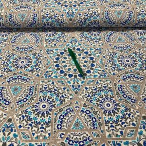  kék mediterrán mozaik mintás loneta vászon 1.2 m-es darab