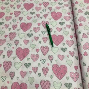 rózsaszín szívecske mintás pamut karton