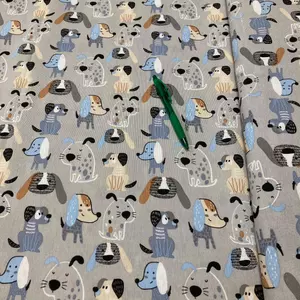 szürke alapon kék kutya mintás loneta vászon