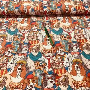 szemüveges kutyusok mintás loneta vászon 1.8 m-es darab