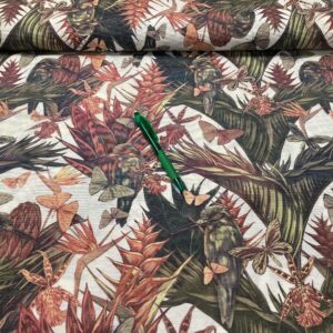 őszi színű kolibri mintás loneta vászon