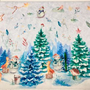 kékes árnyalatú hóember mintás karácsonyi loneta vászon