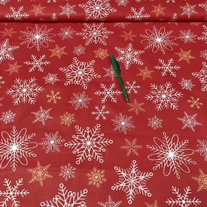 Piros alapon fehér hópehely mintás pamut karton