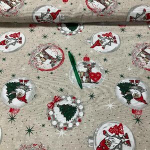 karácsonyi gömb mintás loneta vászon