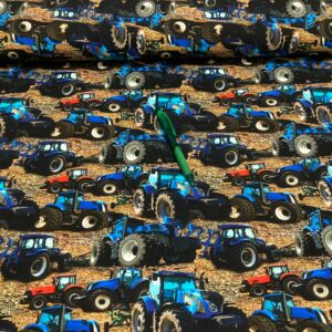 kék traktor mintás pamut futter szabadidő anyag