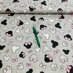 szürke alapon rózsaszín minnie egér mintás pamut karton