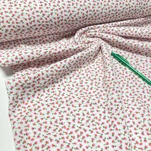 Fehér alapon apró pink virág mintás dupla géz anyag