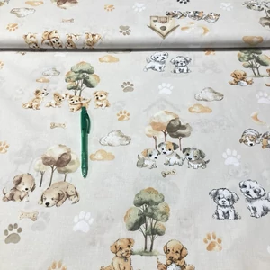 Drapp alapon játékos kiskutyák mintás pamut karton