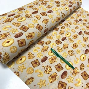 Bézs alapon édes sütemény mintás pamut karton
