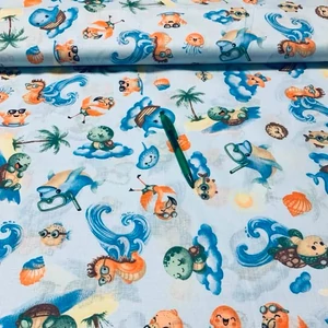 Kék alapon búvárkodó delfin mintás pamut karton