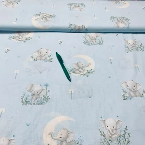 Kék alapon elefánt mintás pamut karton