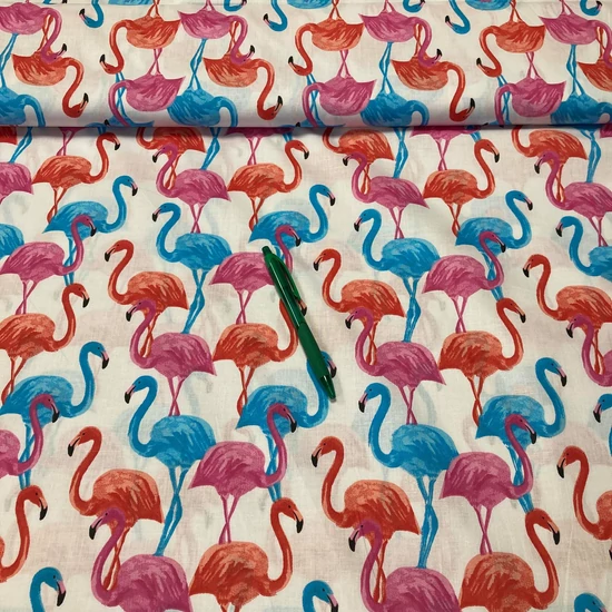 fehér alapon színes flamingós pamut karton