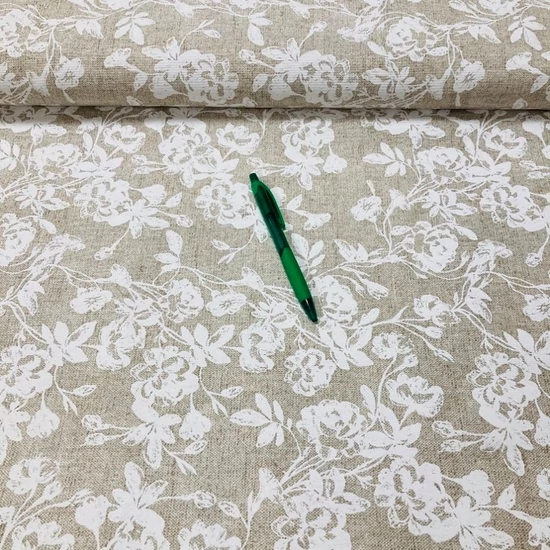Bézs alapon rózsa mintás loneta 95 cm-es darab