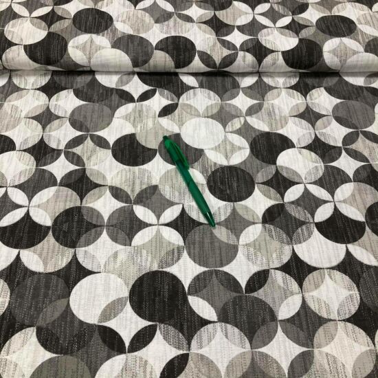 fekete-fehér kör mintás loneta vászon