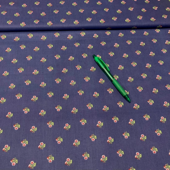 kék alapon apró virág mintás pamut karton