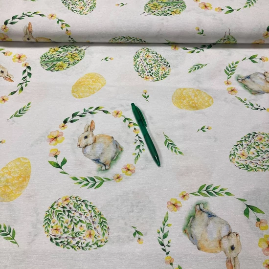 fehér alapon nyuszi mintás loneta