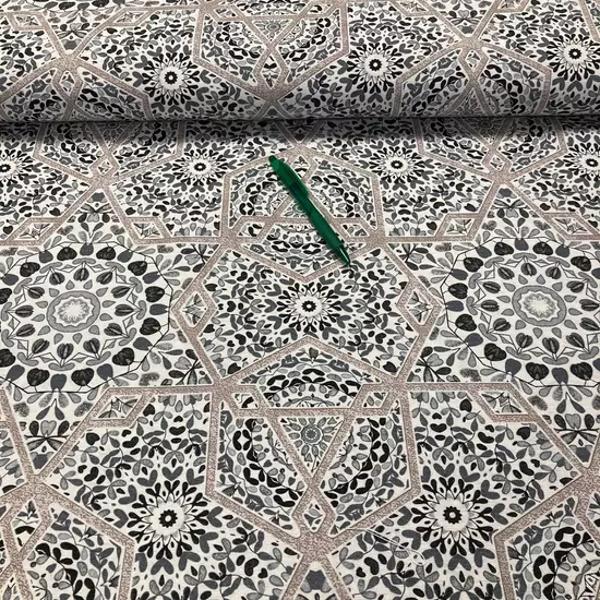 szürke mediterrán mozaik mintás loneta vászon 
