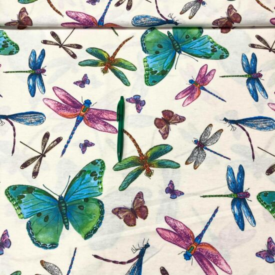 pillangó-szitakötő mintás loneta vászon