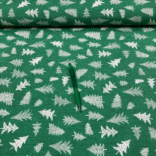 zöld alapon fenyőfa mintás loneta vászon