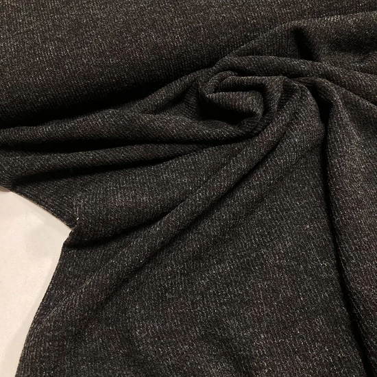 fekete melírozott kötött hatású anyag, 1.85 cm