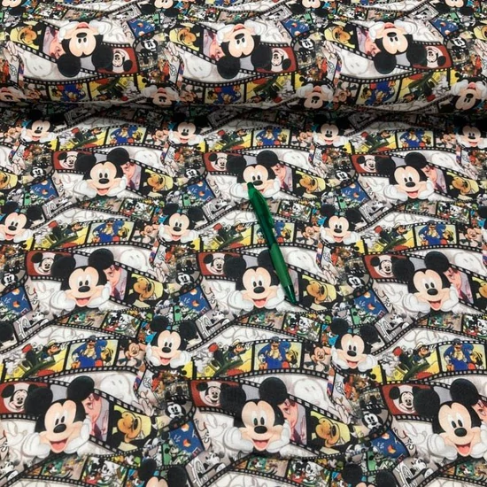 Mickey egér diafilmen mintás kevert szálas futter szabadidő anyag 75 cm-es darab