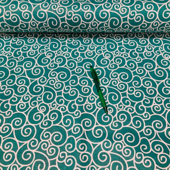 türkiz zöld alapon csigaház mintás kevert szálas pamut karton