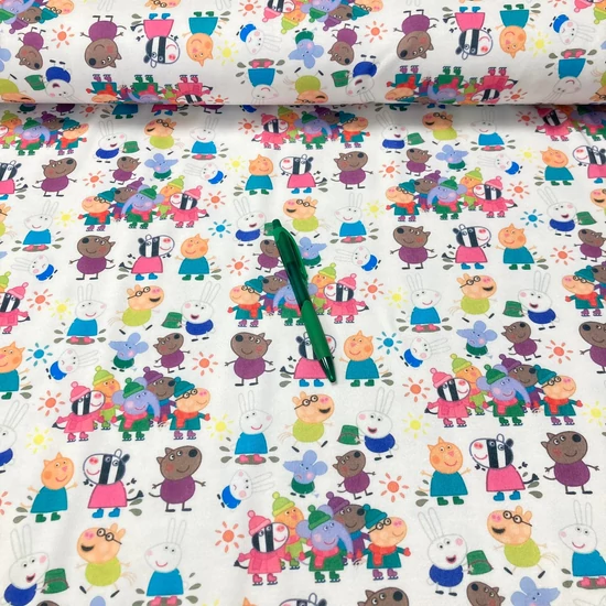 fehér alapon peppa malac mintás kevert szálas futter anyag