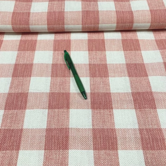 fakó piros-fehér kockás loneta vászon 1.2 m-es darab