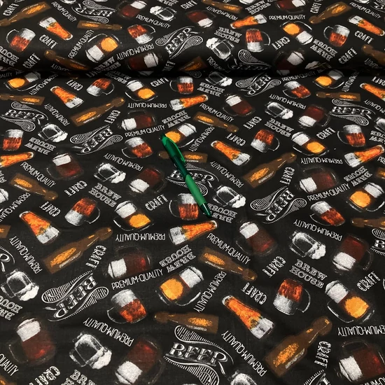 fekete alapon sör mintás pamut karton