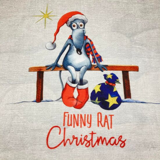 Vicces patkány (Funny Rat) karácsonyi mintás panel