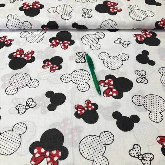 fehér alapon minnie egér mintás pamut karton 