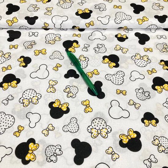 fehér alapon sárga masnis minnie mintás pamut karton
