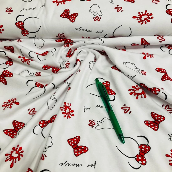fehér alapon piros minnie masnis pamut interlock 75 cm-es darab