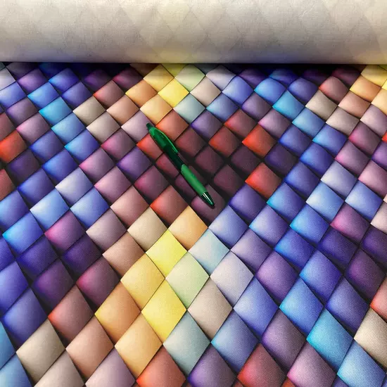 színes négyzet mintás vízlepergetős canvas digitális nyomtatással 95 cm-es darab