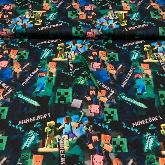 minecraft mintás kevert szálas futter szabadidő anyag 1.1 m-es darab