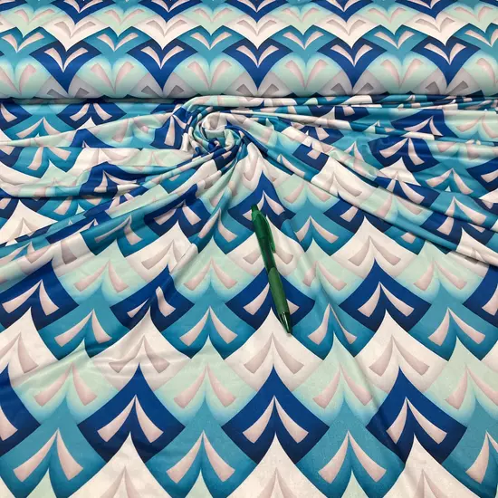 Türkizkék-kék-fehér mintás jégdzsörzé 1.6 m-es darab