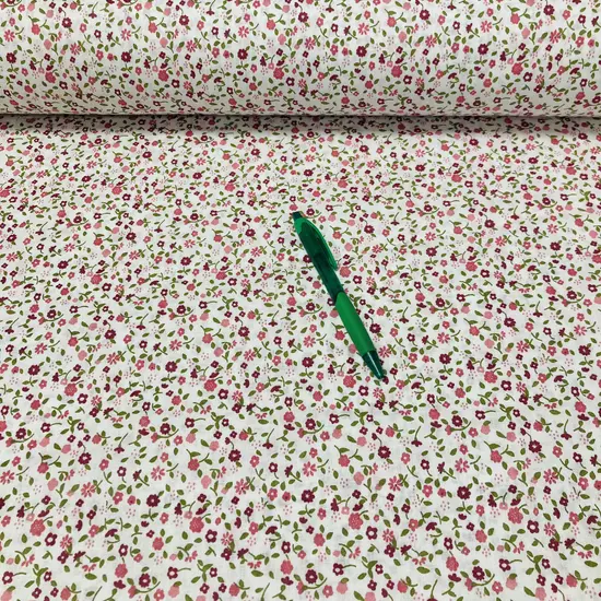 Fehér alapon rózsaszín apró virág mintás kevert szálas karton