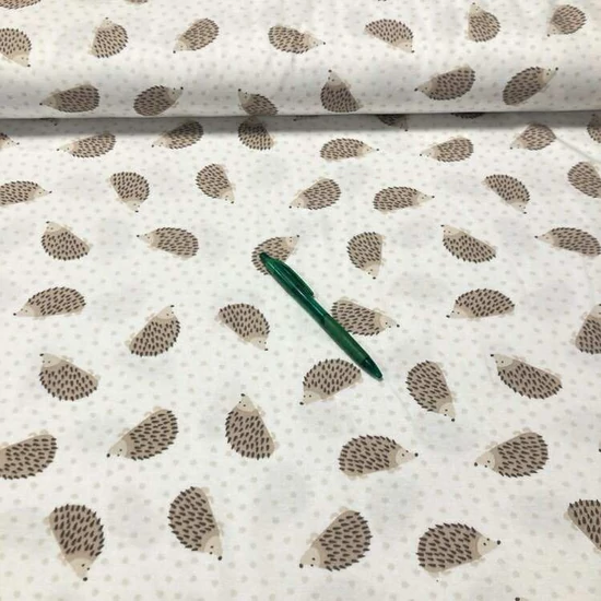 Fehér alapon süni mintás pamut karton