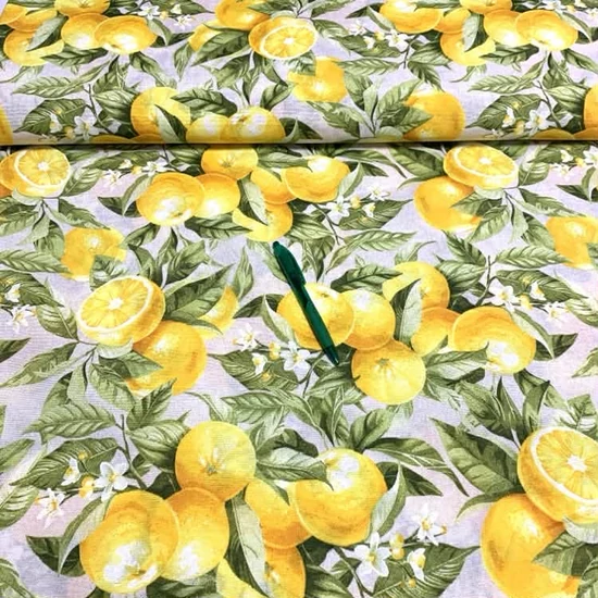 Citrom mintás loneta vászon 140 cm-es darab