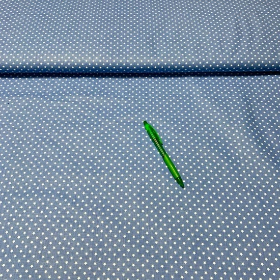 Farmerkék alapon mini csillag mintás pamut karton