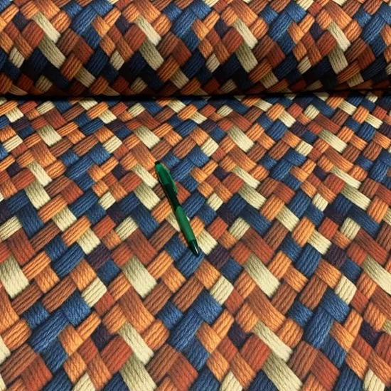 Kék-narancs 3D-s fonott mintás vízlepergetős canvas digitális nyomtatással