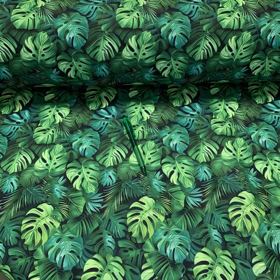 Zöld filodendron levél mintás vízlepergetős canvas digitális nyomtatással 